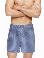 Синие хлопковые трусы-боксеры +size в клетку 454623
