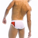 Белые плавки-брифы с яркими цветными вставками 455479