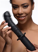 Черный вибратор The Large Realistic 10X Silicone Vibrator with Handle - 30,5 см. 477032 - фото 68187