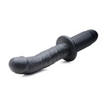 Черный вибратор The Large Realistic 10X Silicone Vibrator with Handle - 30,5 см. 477032 - фото 68183