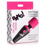 Розово-черный мини-вибромассажер 10X Vibrating Mini Silicone Wand 477033 - фото 68196