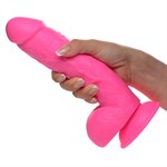 Розовый фаллоимитатор на присоске 8.25  Dildo with Balls - 22,8 см. 477074 - фото 68664