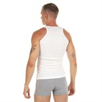 Набор из 2 белых мужских маек из гладкой эластичной хлопковой ткани 481903 Набор из 2 белых мужских маек из гладкой эластичной хлопковой ткани 481903