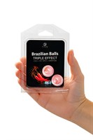 Набор из 2 шариков с массажным маслом Brazilian Balls с тройным эффектом 484645 - фото 69786