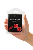 Набор из 2 шариков с массажным маслом Brazilian Balls с ароматом клубники 485313 - фото 69882