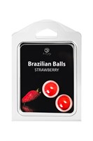 Набор из 2 шариков с массажным маслом Brazilian Balls с ароматом клубники 485313 - фото 805818