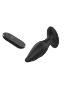 Черная анальная вибропробка Angelina Remote Rotating Plug - 14 см. 489962