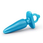 Голубая анальная пробка с кольцом Sleek Tapered Silicone Plug - 15 см. 490681 - фото 75773