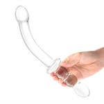 Изогнутый стеклянный фаллоимитатор 12’’ Girthy Ribbed G-Spot Glass Dildo With Handle Grip Double Ended - 30 см. 495807 - фото 31905