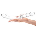 Изогнутый стеклянный фаллоимитатор 12’’ Girthy Ribbed G-Spot Glass Dildo With Handle Grip Double Ended - 30 см. 495807 - фото 31906