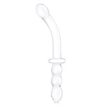 Изогнутый стеклянный фаллоимитатор 12’’ Girthy Ribbed G-Spot Glass Dildo With Handle Grip Double Ended - 30 см. 495807 - фото 31902