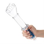 Стеклянный стимулятор в форме сжатой в кулак руки 11’’ Glass Fist Double Ended With Handle Grip - 28 см. 495809 - фото 50188