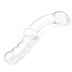 Стеклянный двусторонний фаллоимитатор 12,5’’ Girthy Double Sided Dong With Anal Bead Grip Handle - 32 см. 495811 - фото 31919