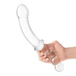 Стеклянный двусторонний фаллоимитатор 12,5’’ Girthy Double Sided Dong With Anal Bead Grip Handle - 32 см. 495811 - фото 31920