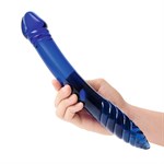 Синий двусторонний стеклянный стимулятор 11’’ Double-sided Glass Dildo For G-Spot P-Spot Stimulation - 28 см. 497487 - фото 76164