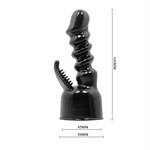 Чёрная насадка на вибромассажёр для клиторально-вагинального массажа - фото 1431575