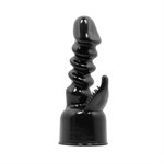 Чёрная насадка на вибромассажёр для клиторально-вагинального массажа - фото 1431578