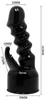 Чёрная насадка на вибромассажёр для клиторально-вагинального массажа - фото 1431580
