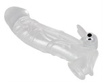 Насадка на пенис с клиторальным вибростимулятором Crystal Skin - фото 49188