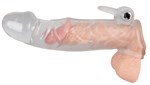 Насадка на пенис с клиторальным вибростимулятором Crystal Skin - фото 49190