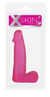 Розовый фаллоимитатор средних размеров XSKIN 6 PVC DONG - 15 см. - фото 76565