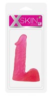 Розовый гелевый фаллоимитатор XSKIN 6 PVC DONG - 15 см. - фото 1392118
