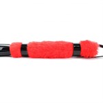 Черная лаковая плеть с красной меховой рукоятью - 44 см. - фото 1335116