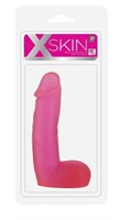 Розовый фаллоимитатор с мошонкой XSKIN 6 PVC DONG - 15,2 см. - фото 147167