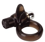 Дымчатое эрекционное кольцо VIBRO RING CLITORAL TONGUE BLACK - фото 147231
