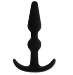 Чёрный массажер для анальной стимуляции T-SHAPE SILICONE BUTT PLUG BLACK - 8,9 см. - фото 147265