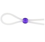 Прозрачное лассо с фиолетовой бусиной SILICONE COCK RING WITH BEAD LAVENDER - фото 468073
