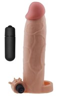 Телесная насадка на пенис с вибропулей - 20 см. - фото 273324