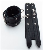 Черные широкие наручники с двумя ремешками - фото 1392602