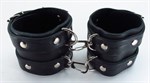 Черные широкие наручники с двумя ремешками - фото 1392601