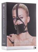Чёрный кожаный кляп Leather Mouth Gag - фото 50152