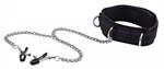 Чёрный воротник с зажимами для сосков Velcro Collar - фото 130740