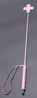 Розовый стек с наконечником-крестом из искусственной кожи - 70 см. - фото 148174