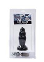Черная рельефная анальная пробка Butt Bullet - 15 см. - фото 148181