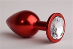 Красная анальная пробка с прозрачным стразом - 8,2 см. - фото 148532
