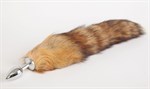 Серебристая анальная пробка с длинным хвостом  Королевская лиса  - фото 148827
