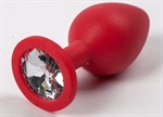 Красная силиконовая пробка с прозрачным кристаллом - 9,5 см. - фото 1392940