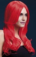 Красный парик с длинной челкой Khloe - фото 1360340