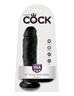 Чёрный фаллоимитатор 8  Cock with Balls - 21,3 см. - фото 149671