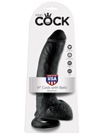 Чёрный фаллоимитатор 9  Cock with Balls - 22,9 см. - фото 1393277
