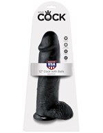 Чёрный фаллоимитатор-гигант 12  Cock with Balls - 30,5 см. - фото 1393281