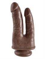 Коричневый анально-вагинальный фаллоимитатор Double Penetrator - 20,9 см. - фото 149687