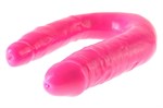 Ярко-розовый U-образный фаллоимитатор Double Trouble - 34,3 см. - фото 149716