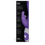 Фиолетовый вибромассажёр с клиторальным отростком и отделанной стразами рукоятью The Classic Rabbit - 22 см. - фото 149946