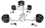 Набор для фиксации: наручники, оковы и ошейник, соединённые цепями и кольцами - фото 144710