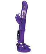 Фиолетовый вибратор с клиторальным стимулятором и супер надёжной присоской - фото 1360571